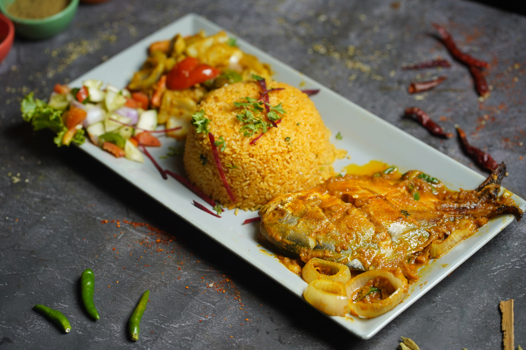 Pomfret Curry with Rice