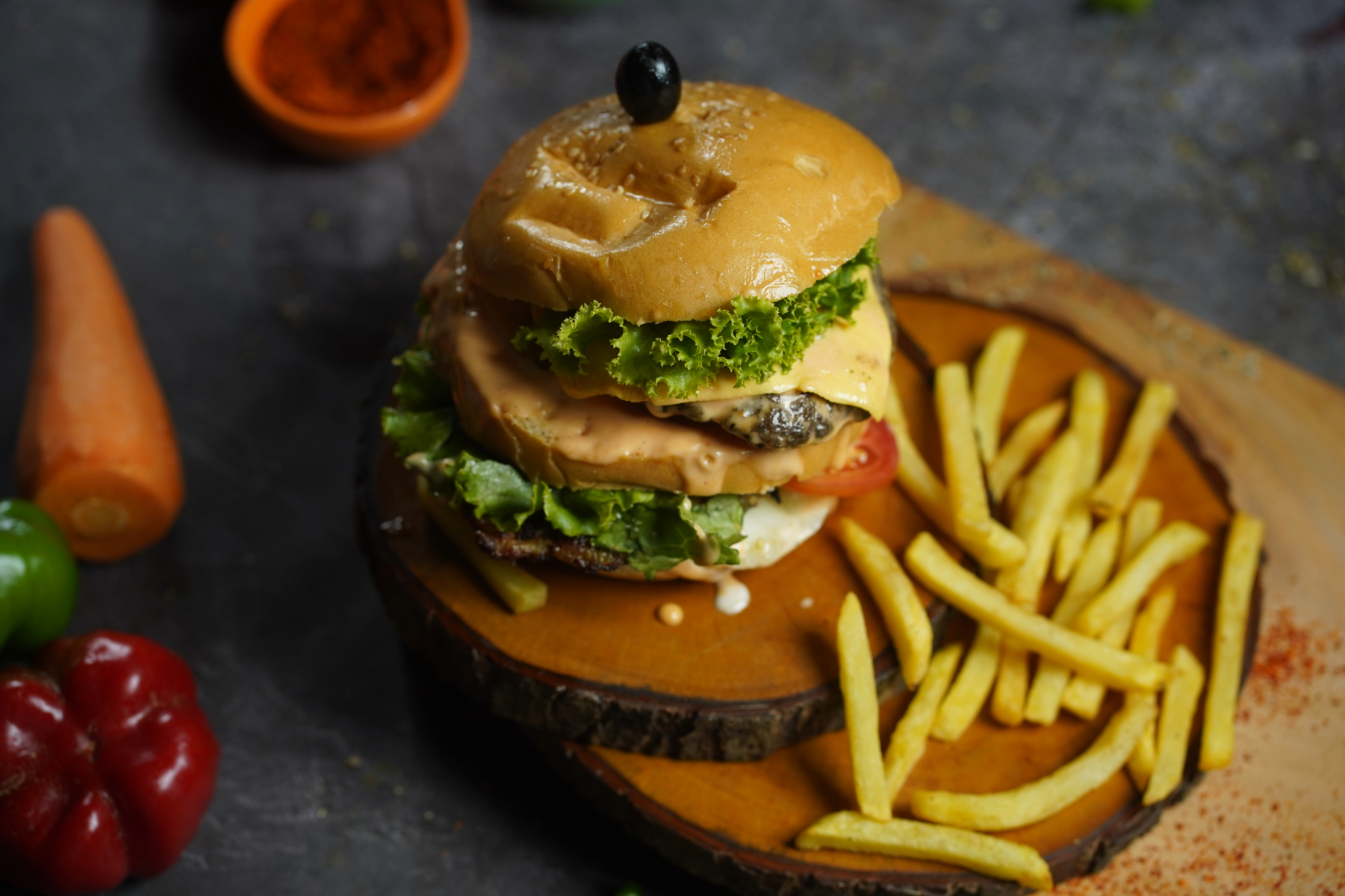 Beef Cheese Burger with Fries